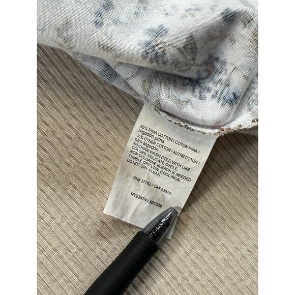 Perry Ellis Men’s XXL Floral Print T-Shirt White Blue Red Pima Cotton Crew Neck - Picture 9 of 10